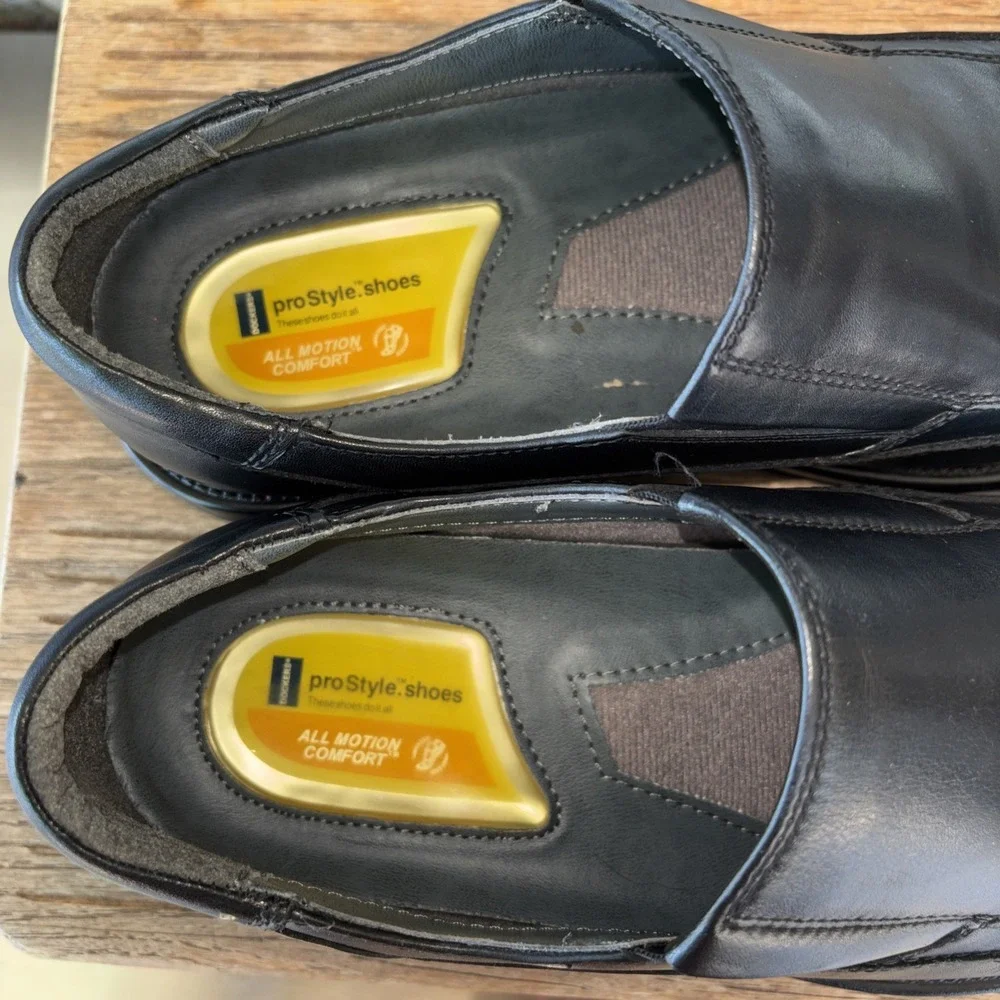 Dockers Refurbished Pro Style All Comfort Black Leather Shoes 090-3184 Men's 9.5